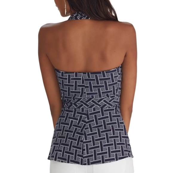 White House Black Market Basket Weave Printed Halter Top XS - Picture 2 of 9